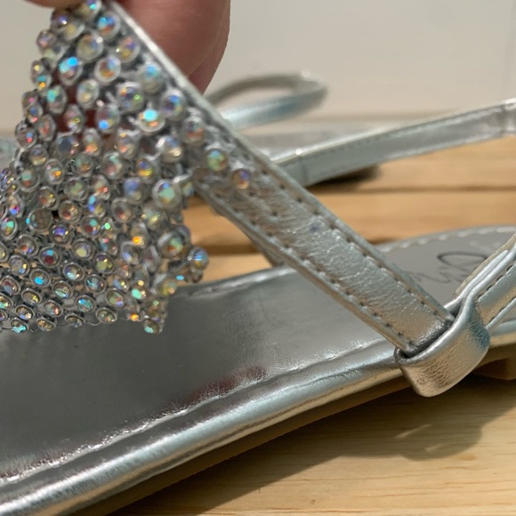 Silver sandals with fun jewel embellishment. - Picture 3 of 6